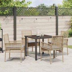 Ensemble de salle à manger pour jardin 5 pcs Beige polyrotin 564561564561