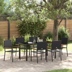 Ensemble de salle à manger pour jardin 7 pcs Noir polyrotin 564562564562