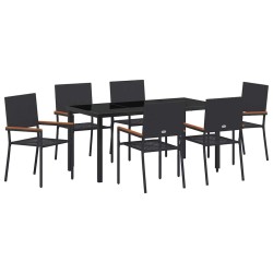 Ensemble de salle à manger pour jardin 7 pcs Noir polyrotin 564562564562