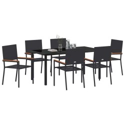 Ensemble de salle à manger pour jardin 7 pcs Noir polyrotin 564562564562