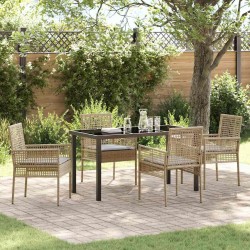 Ensemble de salle à manger pour jardin 5 pcs Beige polyrotin 564563564563