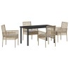 Ensemble de salle à manger pour jardin 5 pcs Beige polyrotin 564563564563