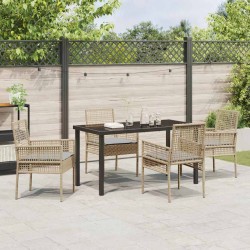 Ensemble de salle à manger pour jardin 5 pcs Beige polyrotin 564563564563
