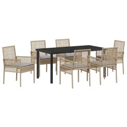 Ensemble de salle à manger pour jardin 7 pcs Beige polyrotin 564564564564
