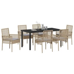 Ensemble de salle à manger pour jardin 7 pcs Beige polyrotin 564564564564