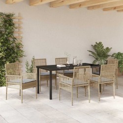 Ensemble de salle à manger pour jardin 7 pcs Beige polyrotin 564564564564