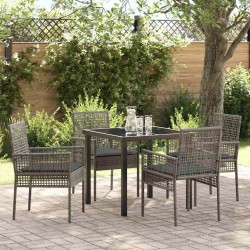Ensemble de salle à manger pour jardin 5 pcs Gris polyrotin 564565564565