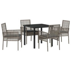 Ensemble de salle à manger pour jardin 5 pcs Gris polyrotin 564565564565
