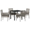 Ensemble de salle à manger pour jardin 5 pcs Gris polyrotin 564565564565