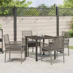 Ensemble de salle à manger pour jardin 5 pcs Gris polyrotin 564565564565