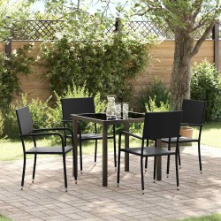 Ensemble de salle à manger pour jardin 5 pcs Noir polyrotin 564566564566