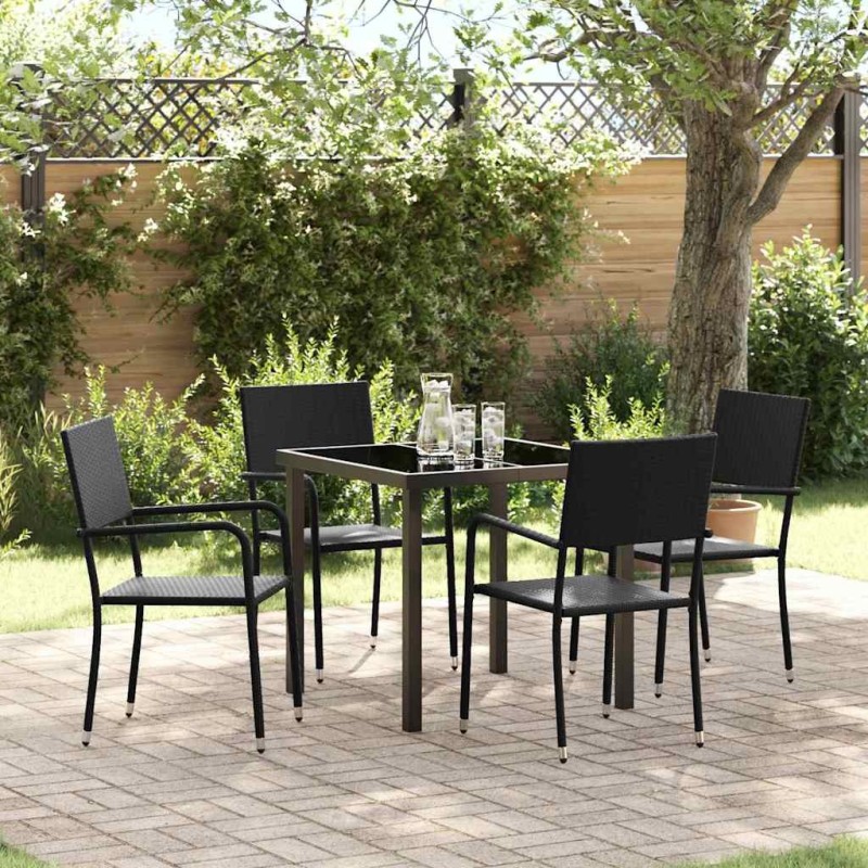 Ensemble de salle à manger pour jardin 5 pcs Noir polyrotin 564566564566