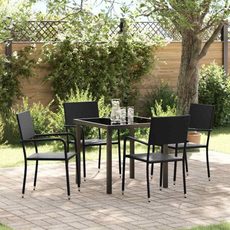 Ensemble de salle à manger pour jardin 5 pcs Noir polyrotin 564566564566