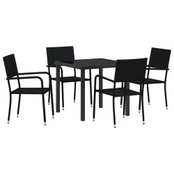 Ensemble de salle à manger pour jardin 5 pcs Noir polyrotin 564566564566
