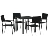 Ensemble de salle à manger pour jardin 5 pcs Noir polyrotin 564566564566