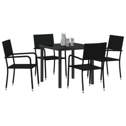Ensemble de salle à manger pour jardin 5 pcs Noir polyrotin 564566564566