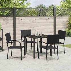 Ensemble de salle à manger pour jardin 5 pcs Noir polyrotin 564566564566