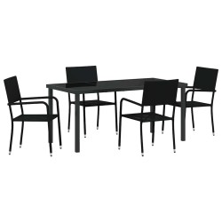 Ensemble de salle à manger pour jardin 5 pcs Noir polyrotin 564567564567