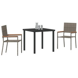 Ensemble de salle à manger pour jardin 3 pcs Gris polyrotin 564571564571