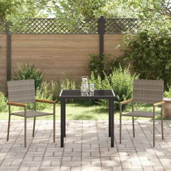 Ensemble de salle à manger pour jardin 3 pcs Gris polyrotin 564571564571