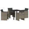 Ensemble de salle à manger pour jardin 5 pcs Gris polyrotin 564573564573
