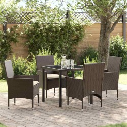 Ensemble de salle à manger pour jardin 5 pcs Marron polyrotin 564574564574
