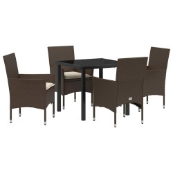 Ensemble de salle à manger pour jardin 5 pcs Marron polyrotin 564574564574