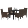 Ensemble de salle à manger pour jardin 5 pcs Marron polyrotin 564574564574