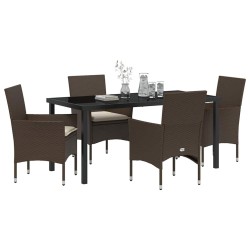 Ensemble de salle à manger pour jardin 5 pcs Marron polyrotin 564575564575