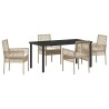 Ensemble de salle à manger pour jardin 5 pcs Beige polyrotin 564577564577