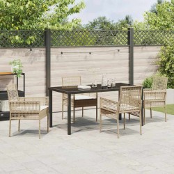 Ensemble de salle à manger pour jardin 5 pcs Beige polyrotin 564577564577
