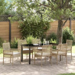 Ensemble de salle à manger pour jardin 7 pcs Beige polyrotin 564578564578