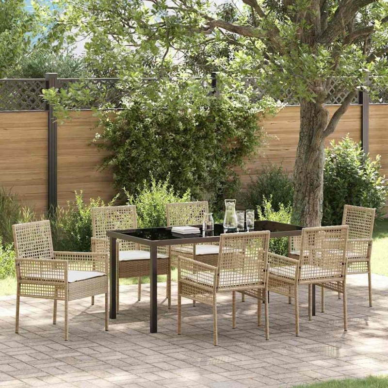 Ensemble de salle à manger pour jardin 7 pcs Beige polyrotin 564578564578