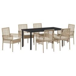 Ensemble de salle à manger pour jardin 7 pcs Beige polyrotin 564578564578