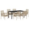 Ensemble de salle à manger pour jardin 7 pcs Beige polyrotin 564578564578