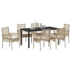 Ensemble de salle à manger pour jardin 7 pcs Beige polyrotin 564578564578