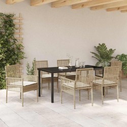 Ensemble de salle à manger pour jardin 7 pcs Beige polyrotin 564578564578