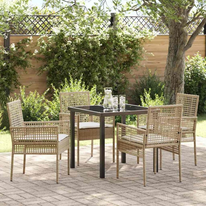 Ensemble de salle à manger pour jardin 5 pcs Beige polyrotin 564579564579