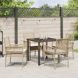 Ensemble de salle à manger pour jardin 5 pcs Beige polyrotin 564579564579