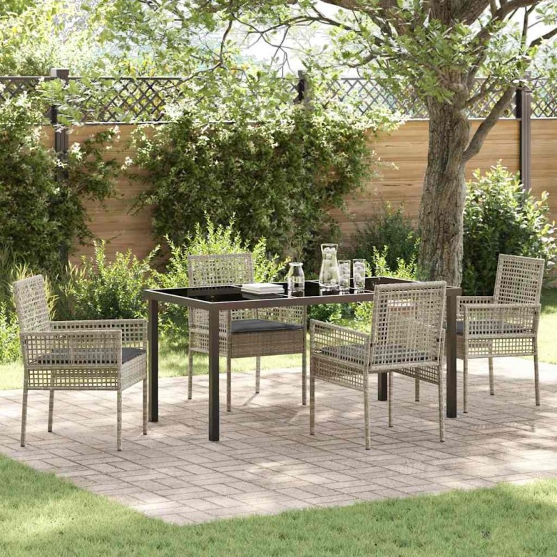 Ensemble de salle à manger pour jardin 5 pcs Gris clair 564582564582