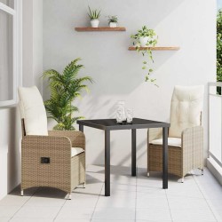 Ensemble de salle à manger pour jardin 3 pcs Beige polyrotin 564583564583