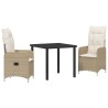 Ensemble de salle à manger pour jardin 3 pcs Beige polyrotin 564583564583