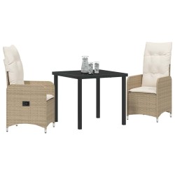 Ensemble de salle à manger pour jardin 3 pcs Beige polyrotin 564583564583
