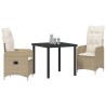 Ensemble de salle à manger pour jardin 3 pcs Beige polyrotin 564583564583