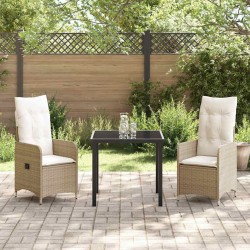 Ensemble de salle à manger pour jardin 3 pcs Beige polyrotin 564583564583