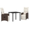 Ensemble de salle à manger pour jardin 3 pcs Marron polyrotin 564584564584