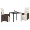 Ensemble de salle à manger pour jardin 3 pcs Marron polyrotin 564584564584