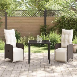 Ensemble de salle à manger pour jardin 3 pcs Marron polyrotin 564584564584