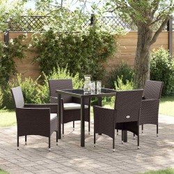 Ensemble de salle à manger pour jardin 5 pcs Marron polyrotin 564585564585