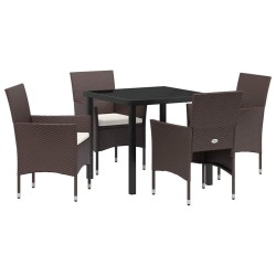 Ensemble de salle à manger pour jardin 5 pcs Marron polyrotin 564585564585